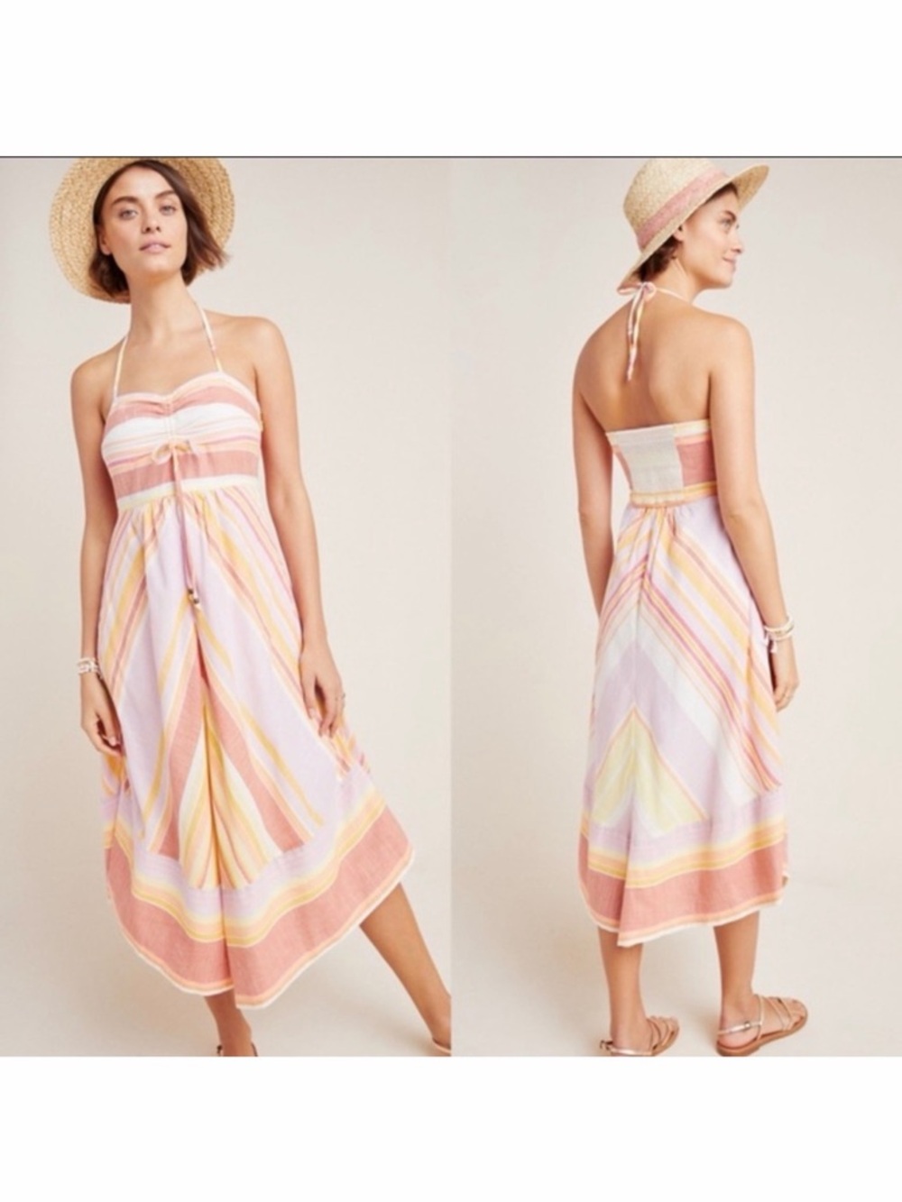 Anthropologie Striped Halter Midi Dress